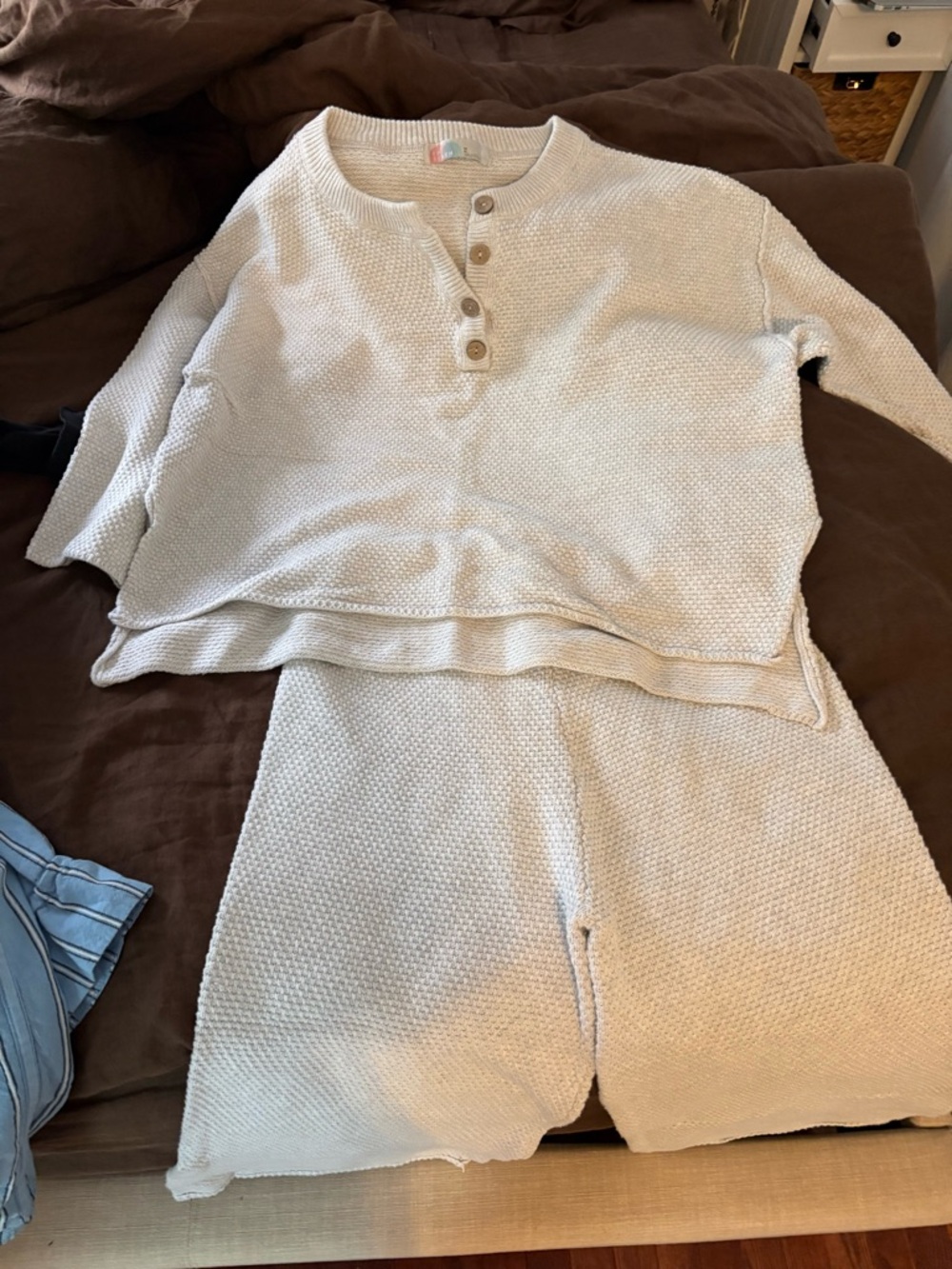 Free People Knit Lounge Set - Henley Top & Pants